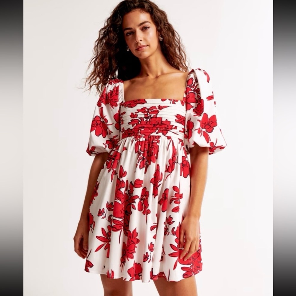 NEW Abercrombie & Fitch Emerson Poplin XST Mini Dress Summer Floral Tall